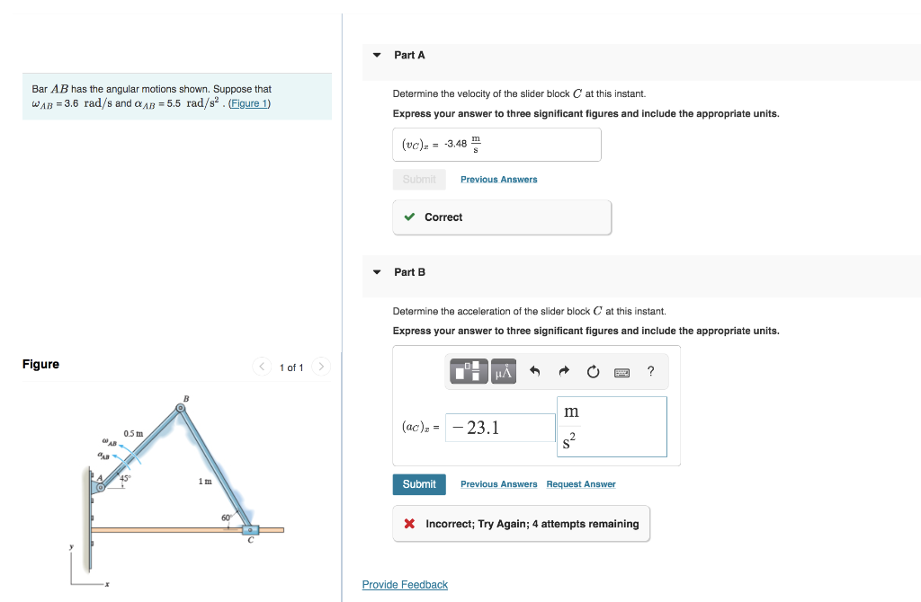 Solved Part A Bar AB Has The Angular Motions Shown. Suppose | Chegg.com