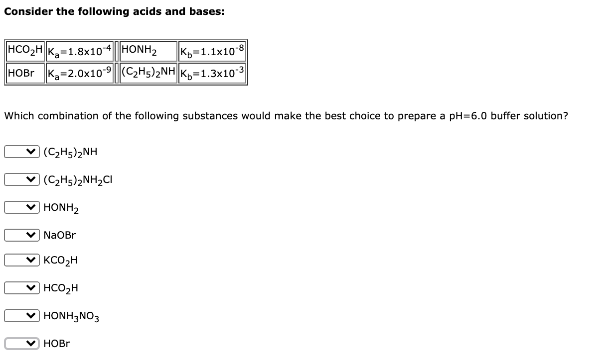 Solved Consider the following acids and bases: | Chegg.com