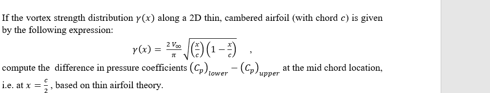 If the vortex strength distribution y(x) along a 2D | Chegg.com