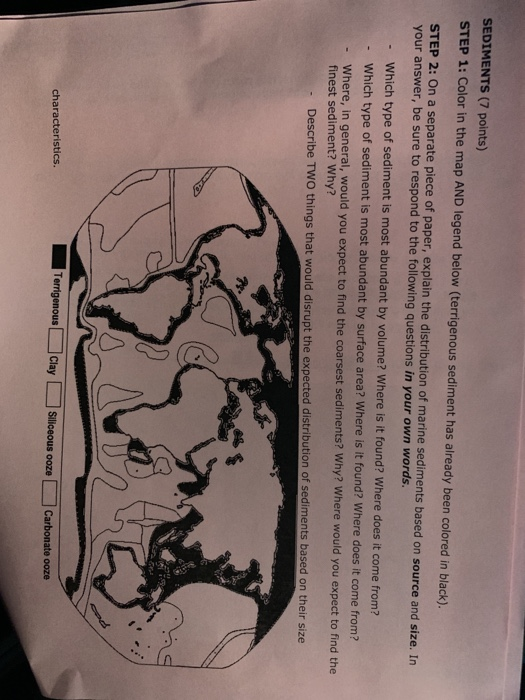 Solved SEDIMENTS (7 points) STEP 1: Color in the map AND | Chegg.com