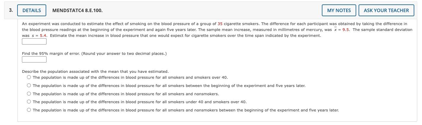 Solved was s=5.4. Estimate the mean increase in blood | Chegg.com