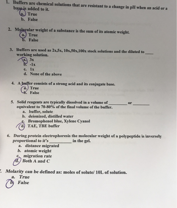 Solved 1. Buffers are chemical solutions that are resistant | Chegg.com
