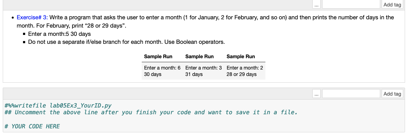 Solved Add tag • Exercise# 3: Write a program that asks the | Chegg.com