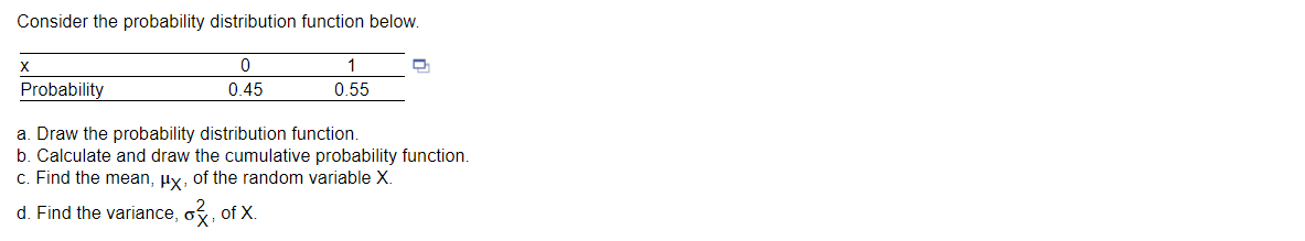 Solved Consider the probability distribution function below. | Chegg.com