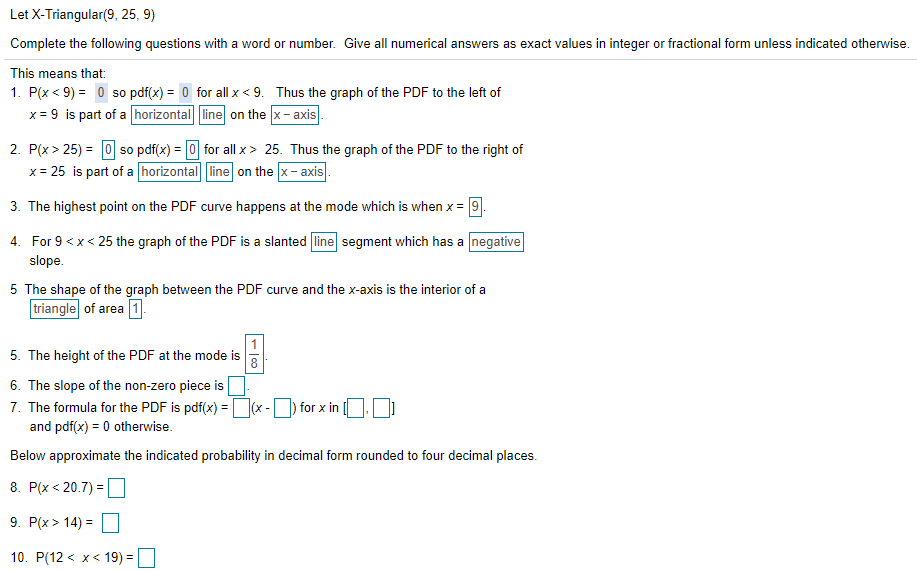 Solved Let X Triangular 9 25 9 Complete The Following Qu Chegg Com