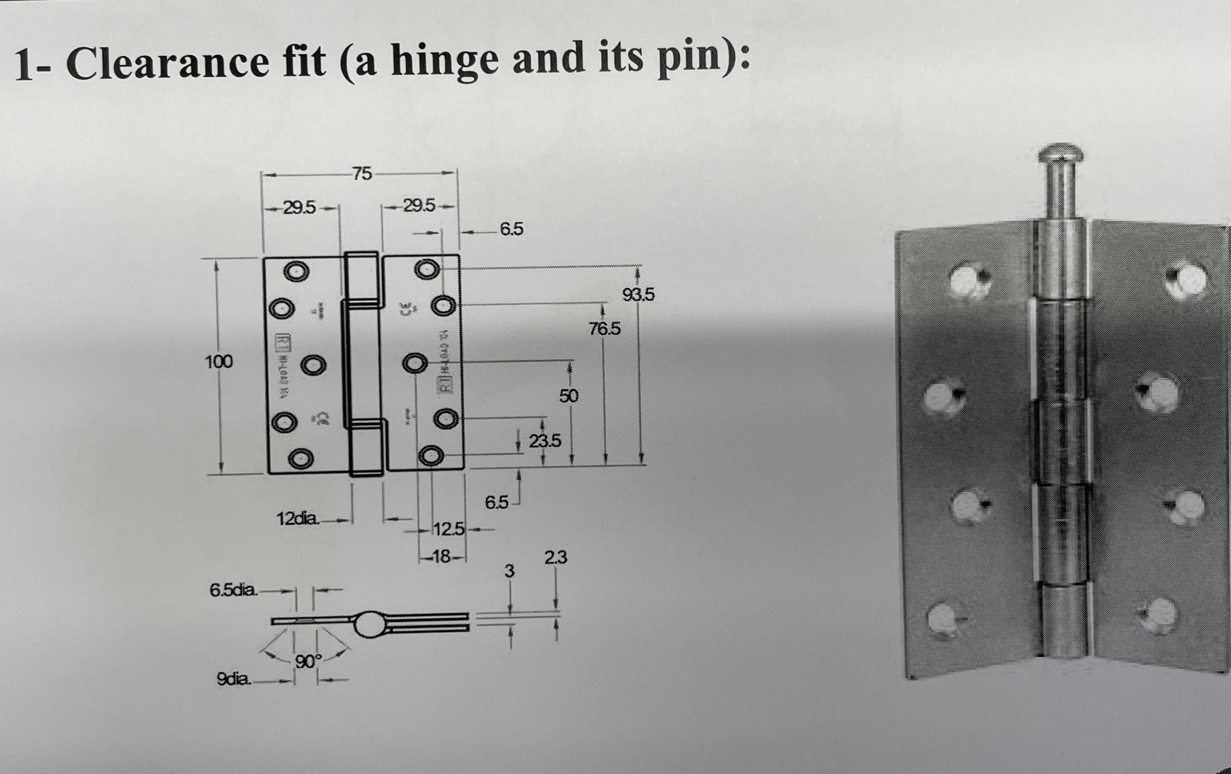 Solved 1 Clearance fit (a hinge and its pin) 2