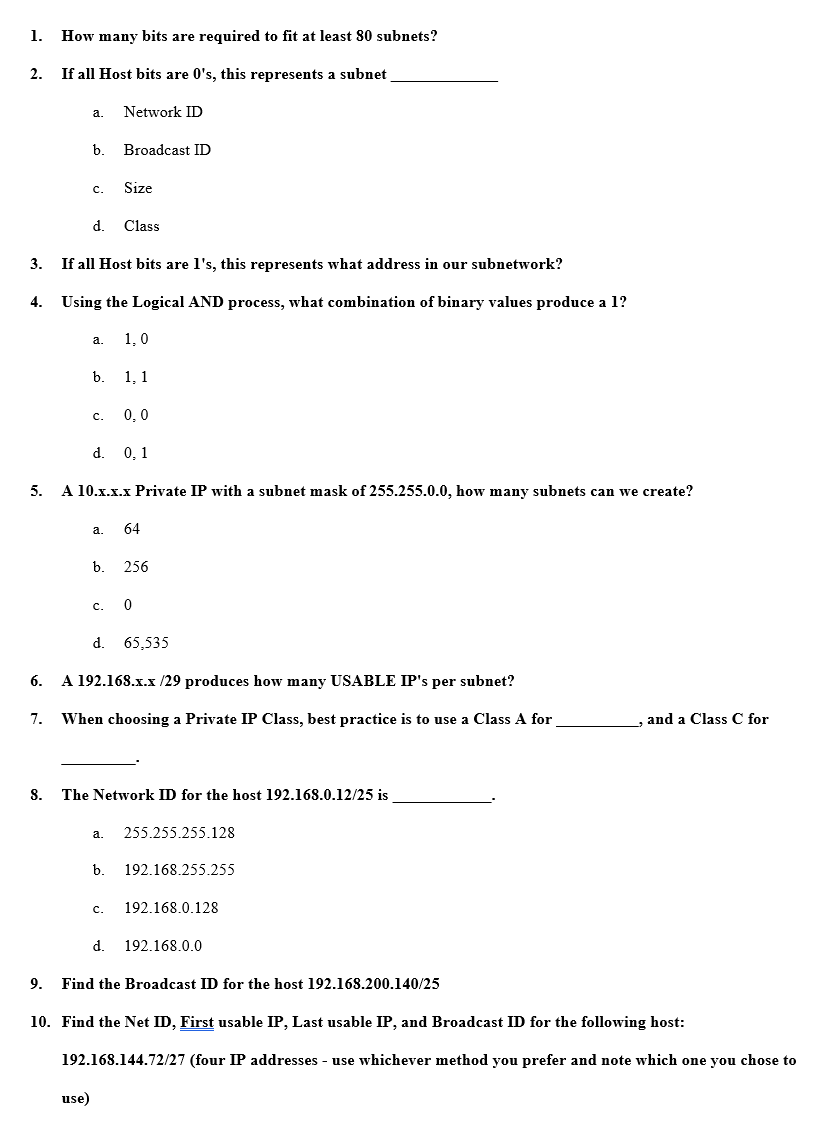 Solved 1. How many bits are required to fit at least 80 | Chegg.com