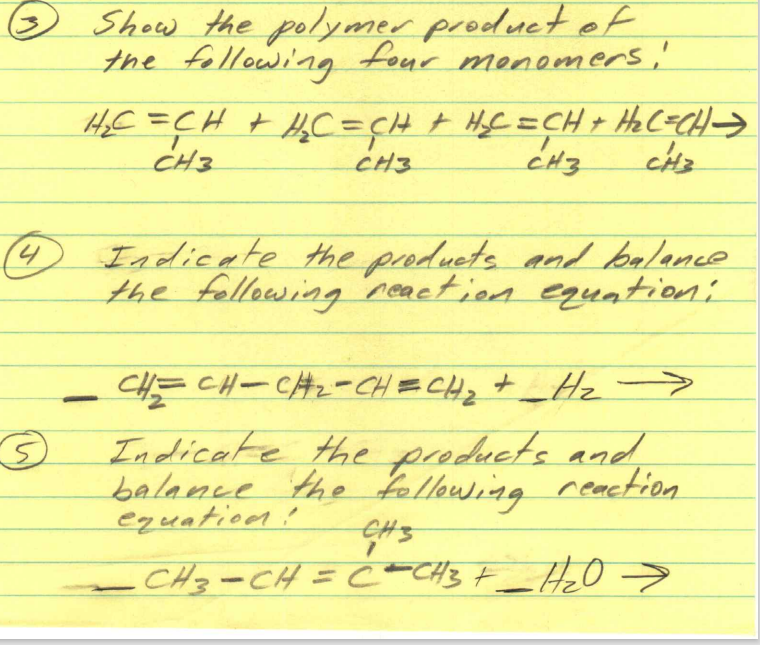 Solved 1-Show the polymer product of the following four | Chegg.com