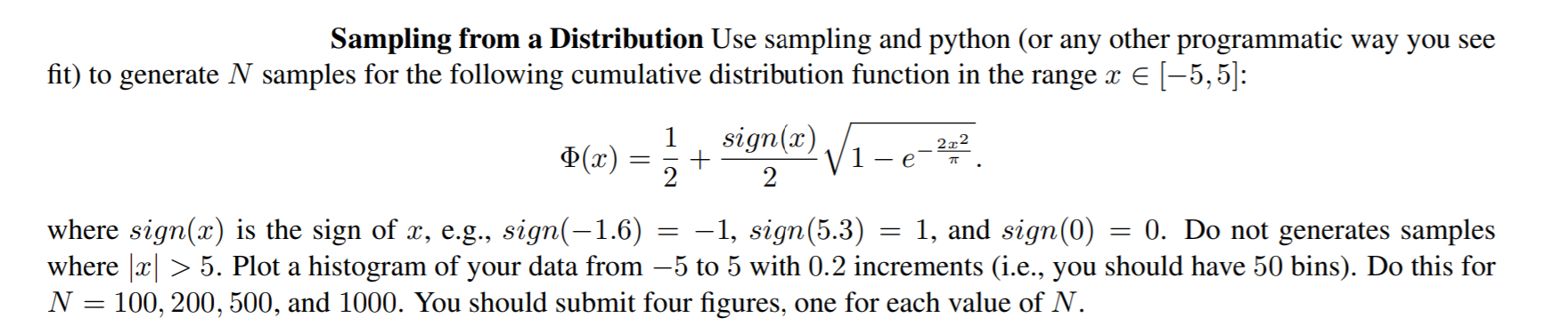 Solved Sampling from a Distribution Use sampling and python | Chegg.com