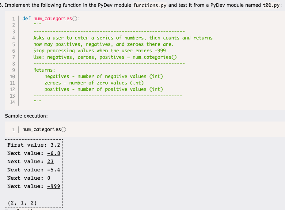 Solved Implement The Following Function In The PyDev Module | Chegg.com