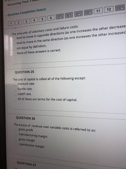 Solved Remaining Time: 1 HOUI Question Completion Status: | Chegg.com