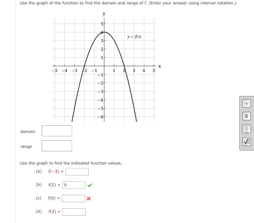 Solved domain range Use the graph to find the indicated | Chegg.com