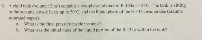 Solved A rigid tank (volume: 2 m^3) contains a two-phase | Chegg.com