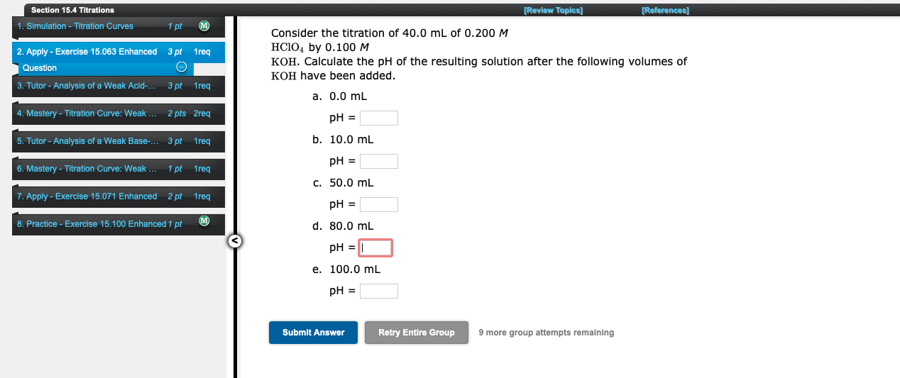 Solved [Review Topics) [References) Section 15.4 Titrations | Chegg.com