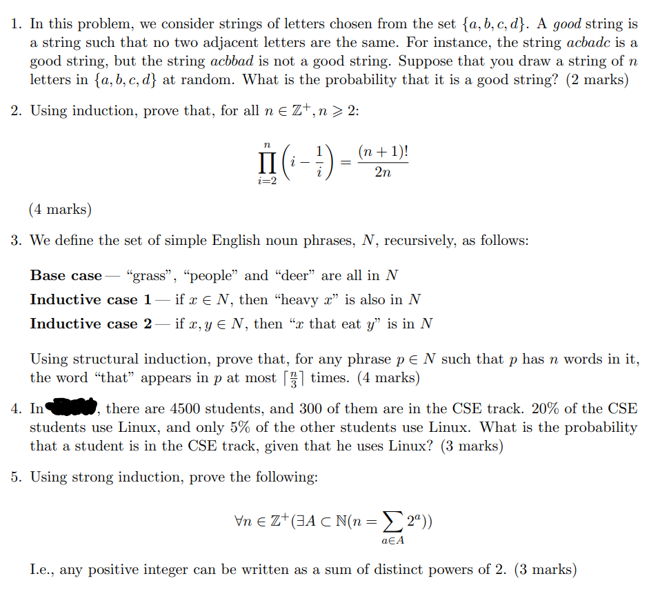 Solved 1. In This Problem, We Consider Strings Of Letters | Chegg.com