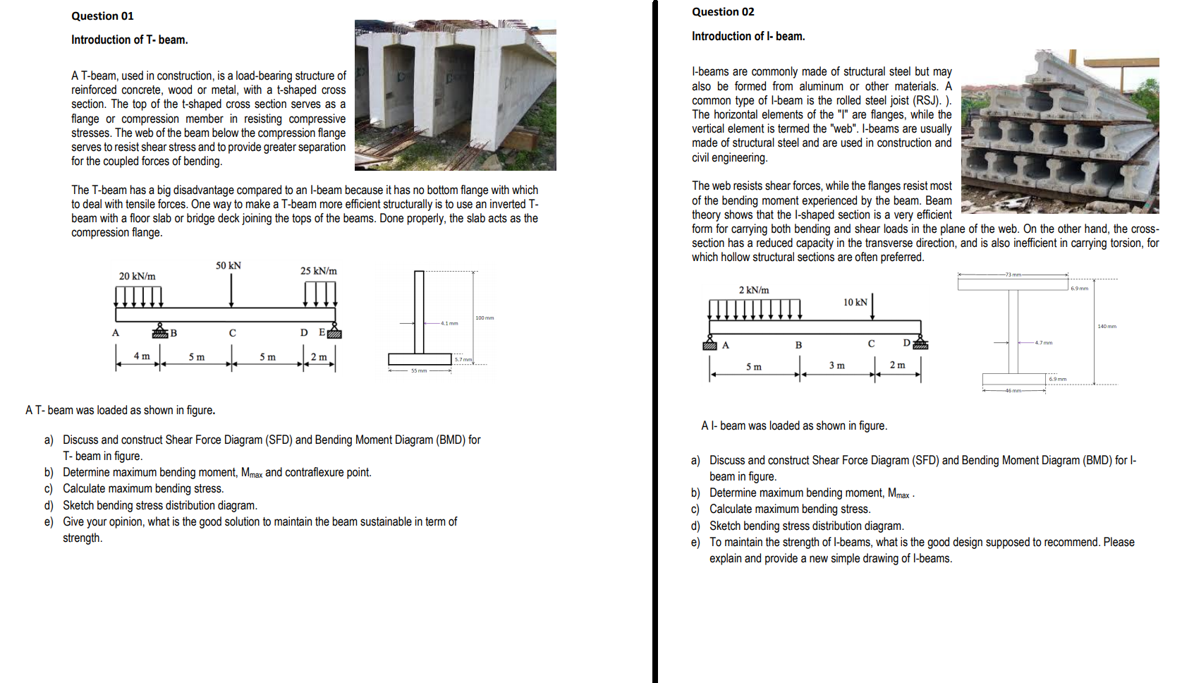 Solved Question 01 Question 02 Introduction Of T beam Chegg