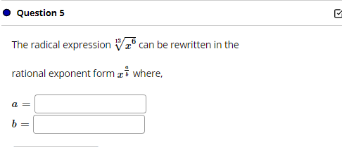 Solved Question 5 The Radical Expression Rational Exponent | Chegg.com