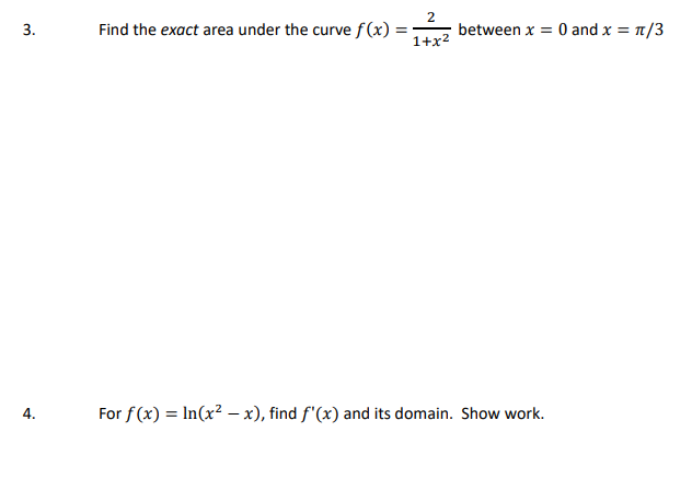 Solved Please Use Calc 1 Methods to solve these problems. I | Chegg.com