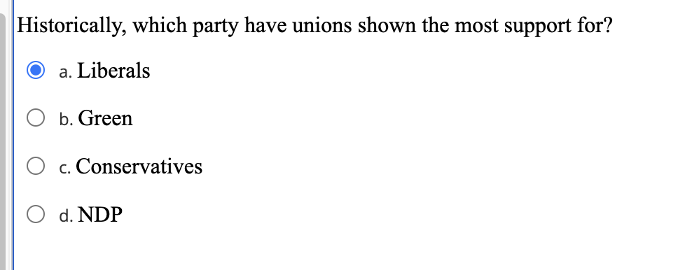 Solved Historically, Which Party Have Unions Shown The Most | Chegg.com