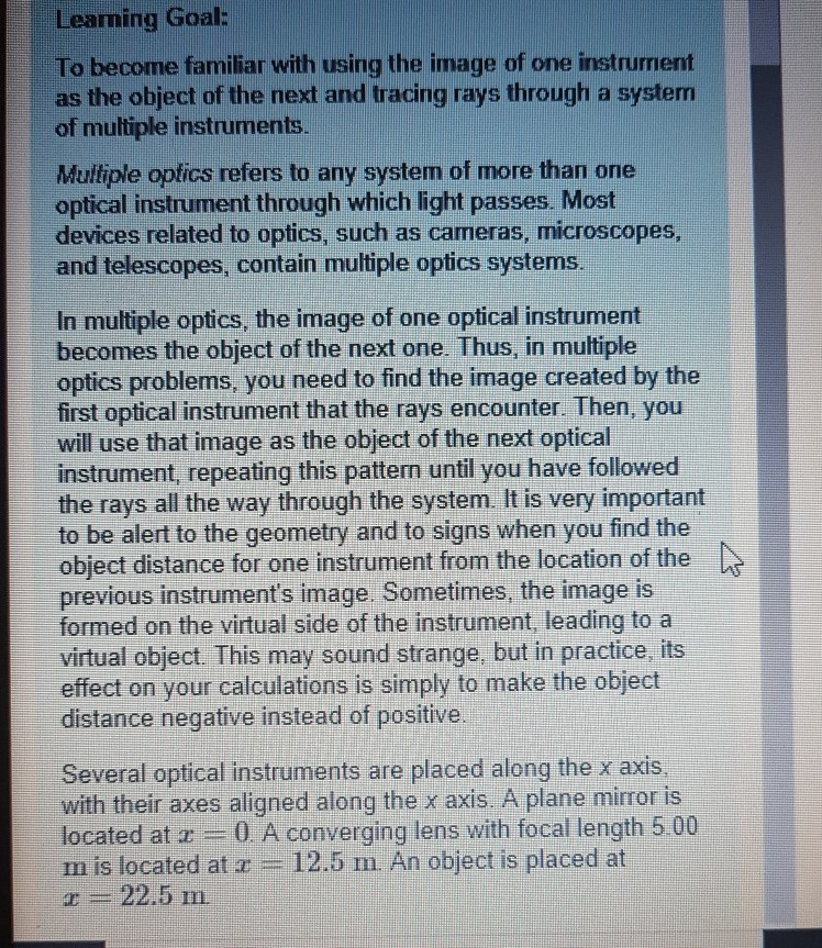 Solved In order to find the location of the final image of | Chegg.com