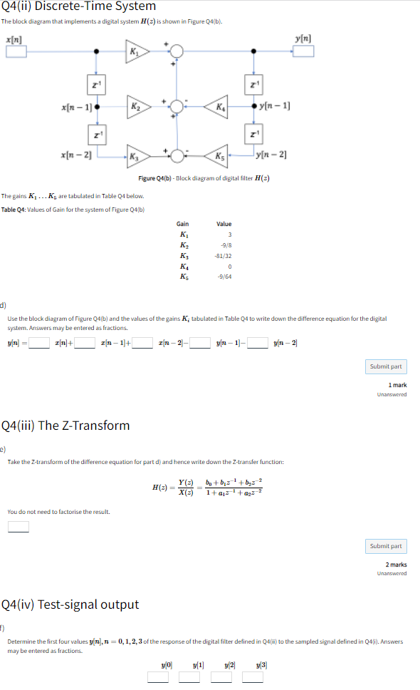 Solved Q4(ii) Discrete-Time System The Block Diagram That | Chegg.com