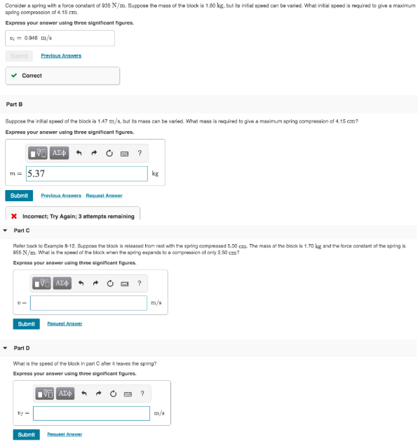 Solved Consider a spring with a force constant of 935 N/m. | Chegg.com