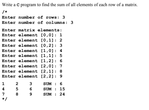 Solved . Write a C program to find the sum of all elements Chegg