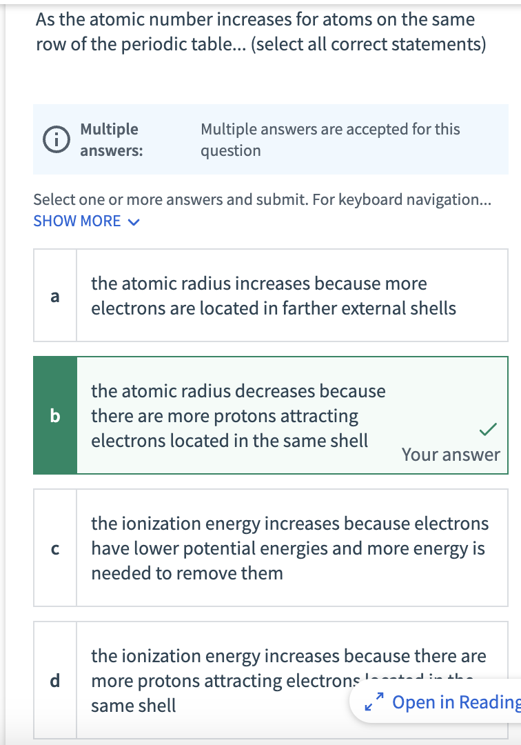 Solved As the atomic number increases for atoms on the same