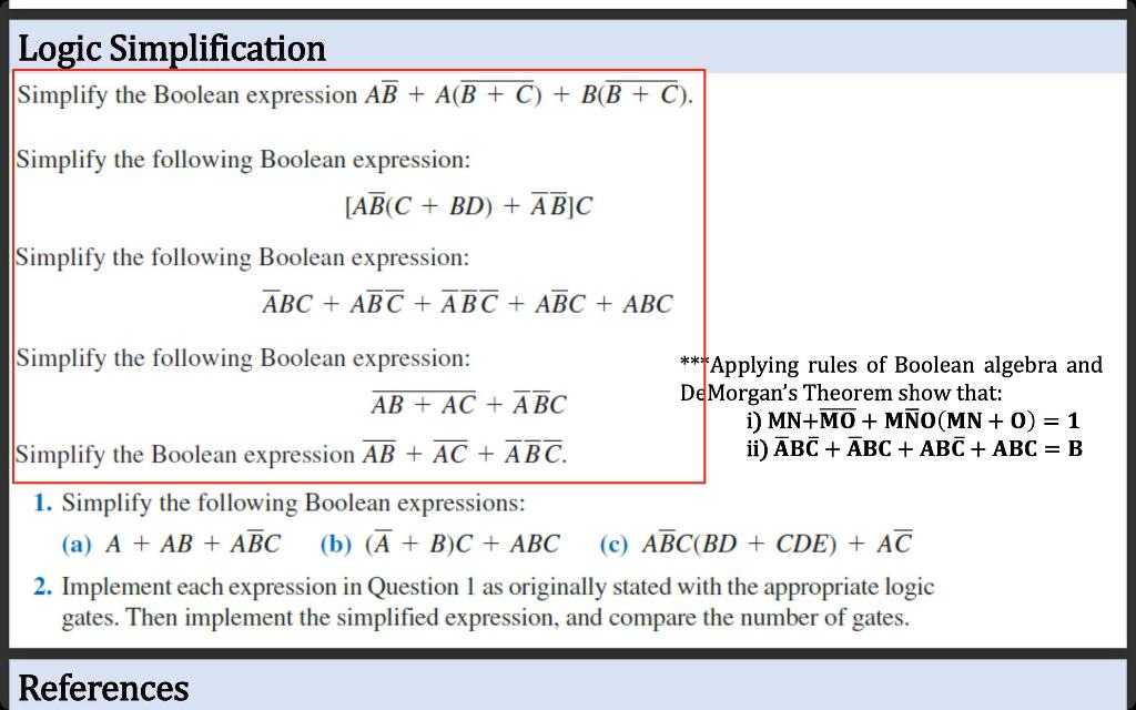 Solved Logic Simplification Simplify The Boolean Expression | Chegg.com