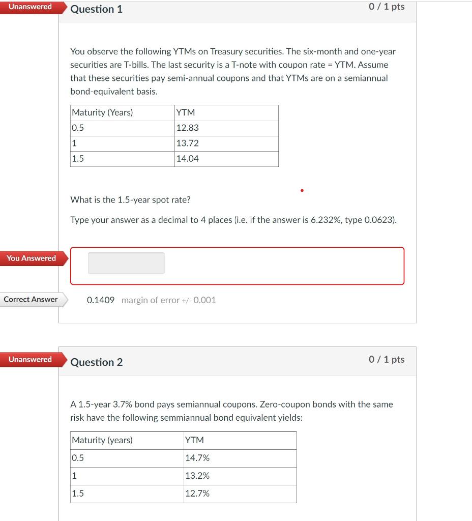 Solved Unanswered Question 1 0 / 1 Pts You Observe The | Chegg.com