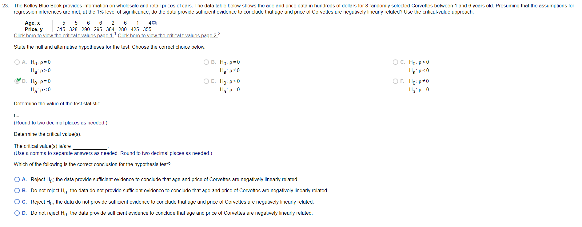 Solved 23. The Kelley Blue Book provides information on | Chegg.com