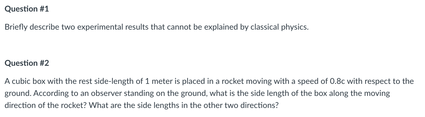 Solved Question #1 Briefly describe two experimental results | Chegg.com