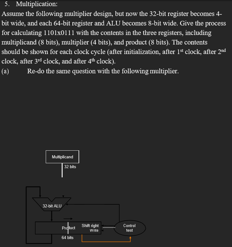 Solved 5. Multiplication: Assume the following multiplier | Chegg.com