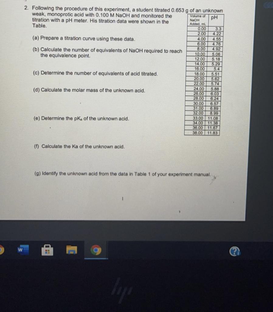 Solved 6.00 2. Following the procedure of this experiment, a | Chegg.com