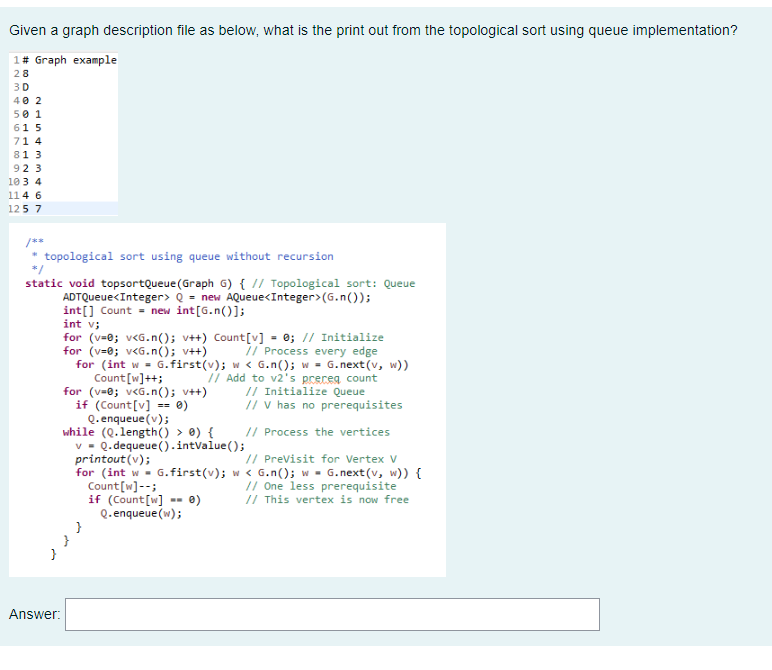 Solved Given a graph description file as below, what is the | Chegg.com