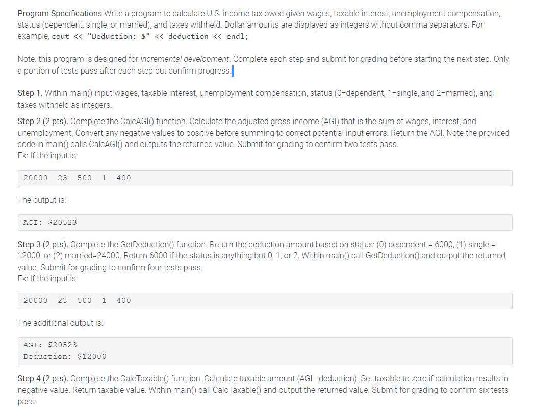 Solved Program Specifications Write a program to calculate | Chegg.com