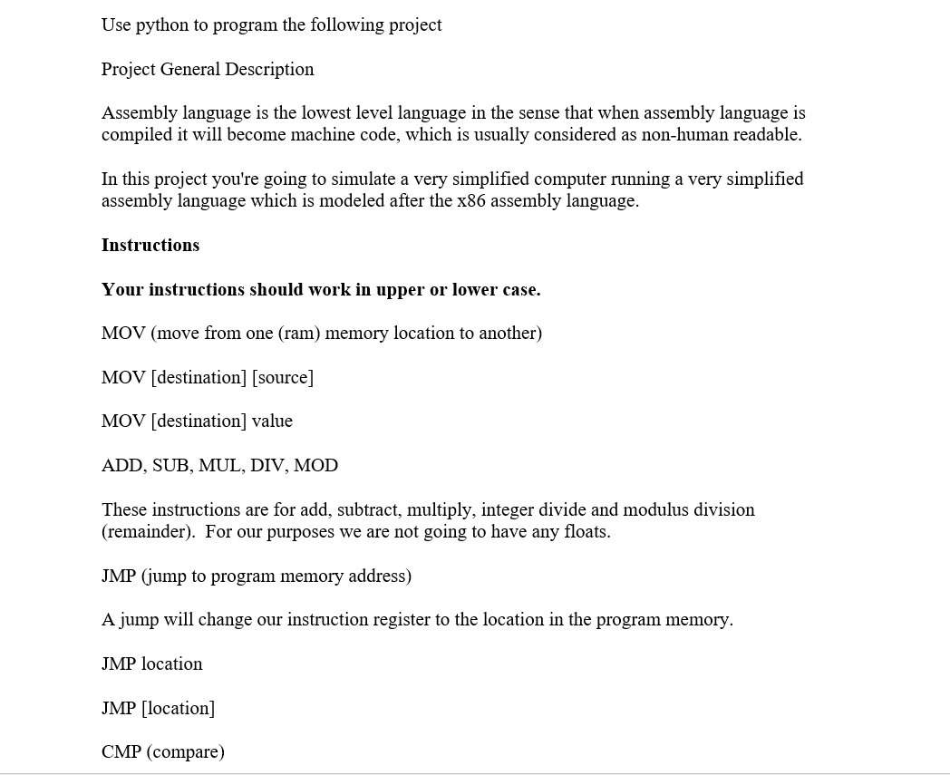 Solved Use python to program the following project Project | Chegg.com