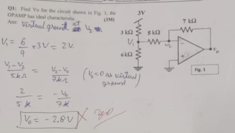 Solved Q1: Find Vo for the circuit shown in Fig. 1, | Chegg.com