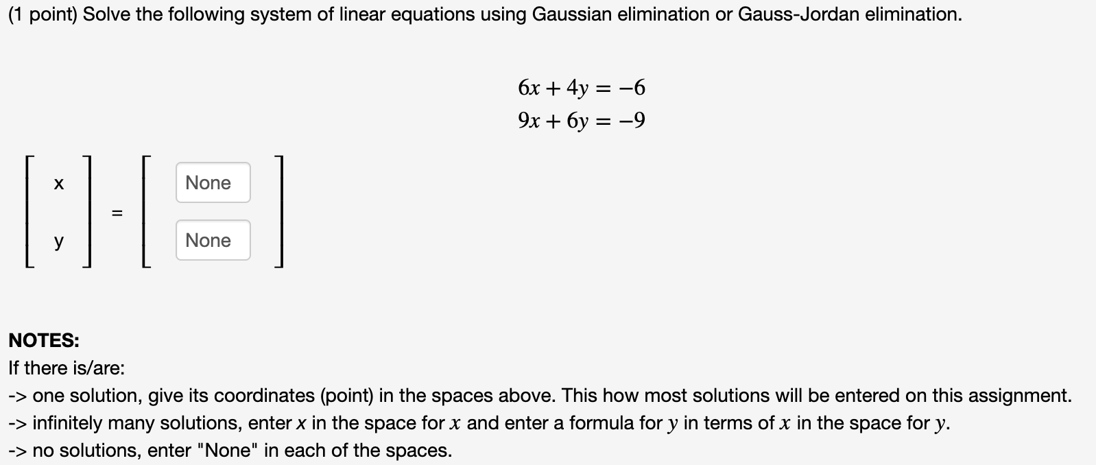 Solved (1 point) Solve the following system of linear | Chegg.com
