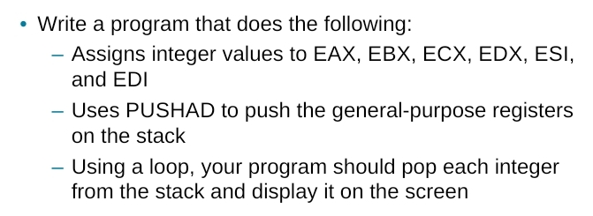 Solved Please complete the following in x86 assembly | Chegg.com