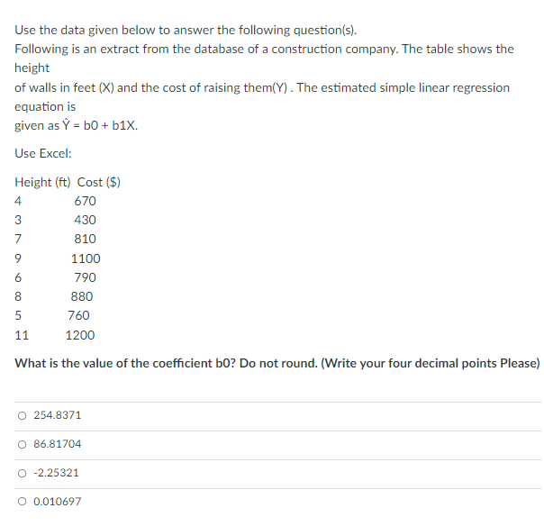 Solved Use the data given below to answer the following | Chegg.com
