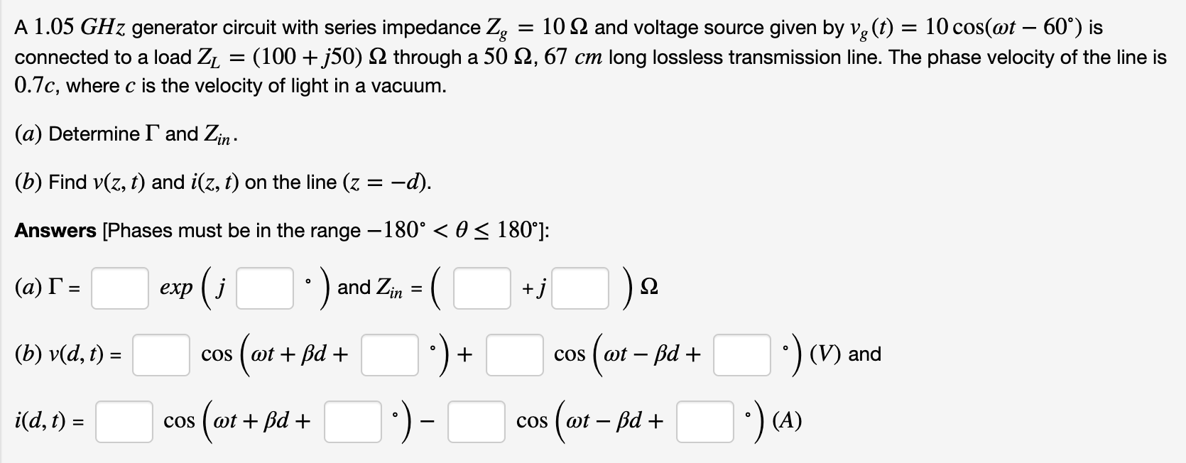Solved A 1 05 Ghz Generator Circuit With Series Impedan Chegg Com