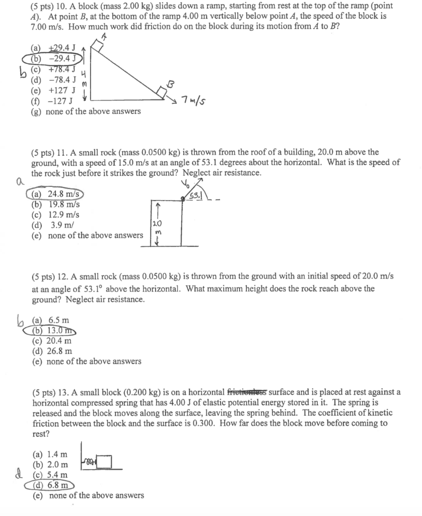 Solved (5 pts) 10. A block (mass 2.00 kg) slides down a | Chegg.com