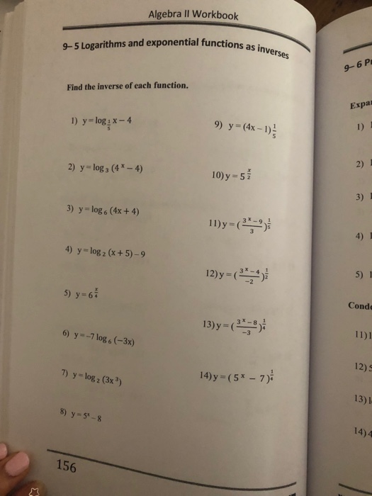 Solved Algebra II Workbook 9-5 Logarithms and exponential | Chegg.com