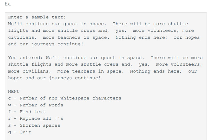 Solved (1) Prompt the user to enter a string of their | Chegg.com