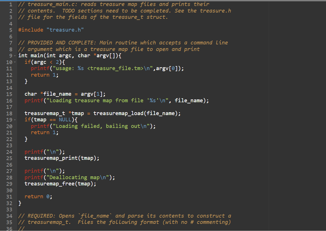 // treasure_main.c: reads treasure map files and | Chegg.com