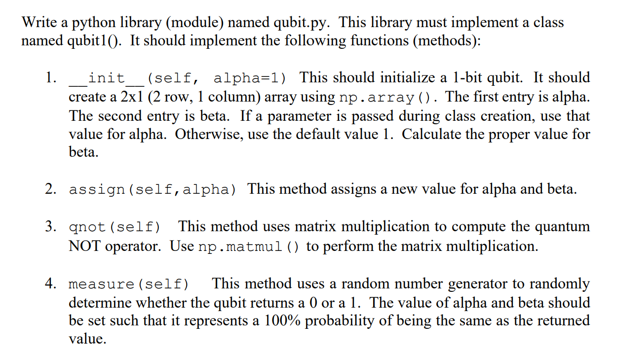 Write a python library (module) named qubit.py. This | Chegg.com
