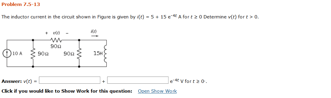 Problem 7 5 13 The Inductor Current In The Circuit Chegg Com