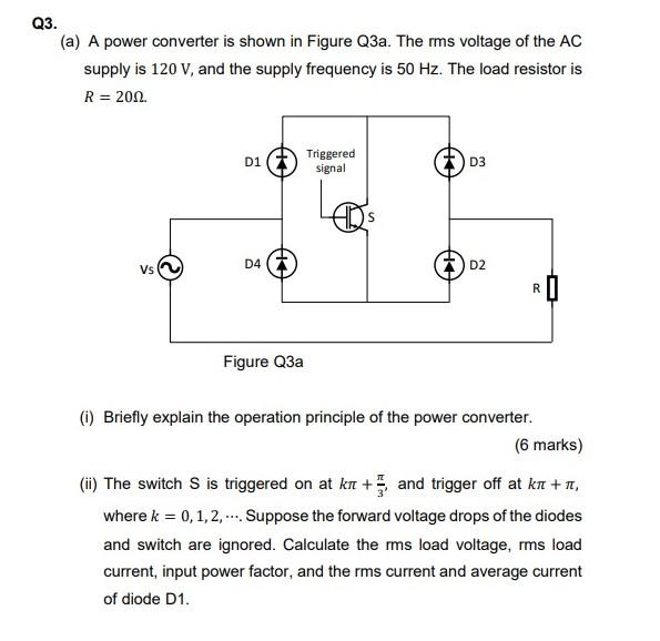 Solved Q3. (a) A power converter is shown in Figure Q3a. The | Chegg.com