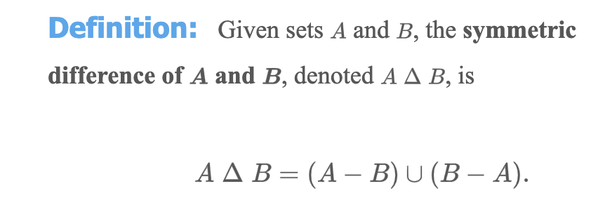 Solved Refer to the definition of symmetric difference. | Chegg.com